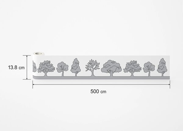 Samolepící bordura na zeď Šedá Kaligrafie | 5 m x 13.8 cm | DWB8279