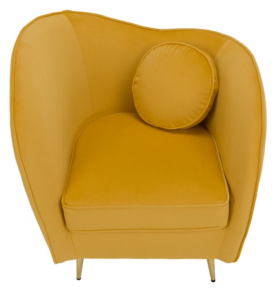 KONDELA Designové křeslo, žlutá Velvet látka/gold chrom zlatá, EZIO