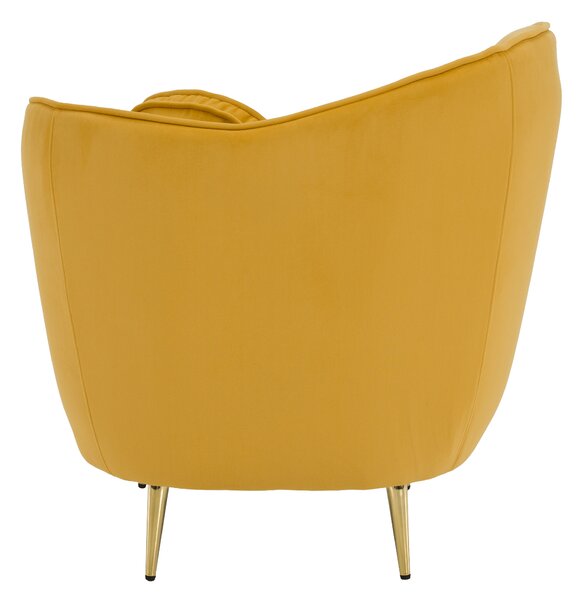 KONDELA Designové křeslo, žlutá Velvet látka/gold chrom zlatá, EZIO