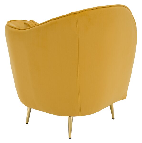 KONDELA Designové křeslo, žlutá Velvet látka/gold chrom zlatá, EZIO