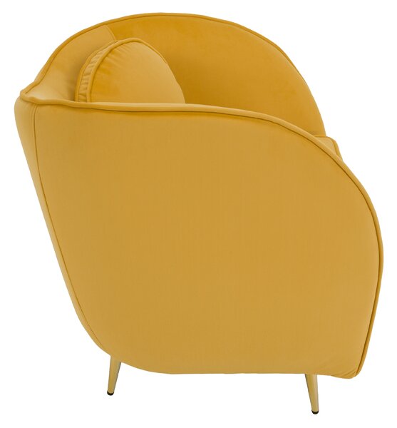 KONDELA Designové křeslo, žlutá Velvet látka/gold chrom zlatá, EZIO