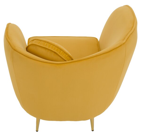 KONDELA Designové křeslo, žlutá Velvet látka/gold chrom zlatá, EZIO