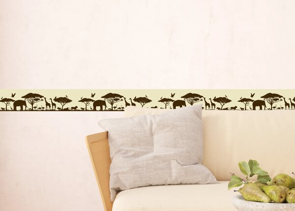 Samolepící bordura na zeď Sépiová Silueta | 5 m x 13.8 cm | DWB8265