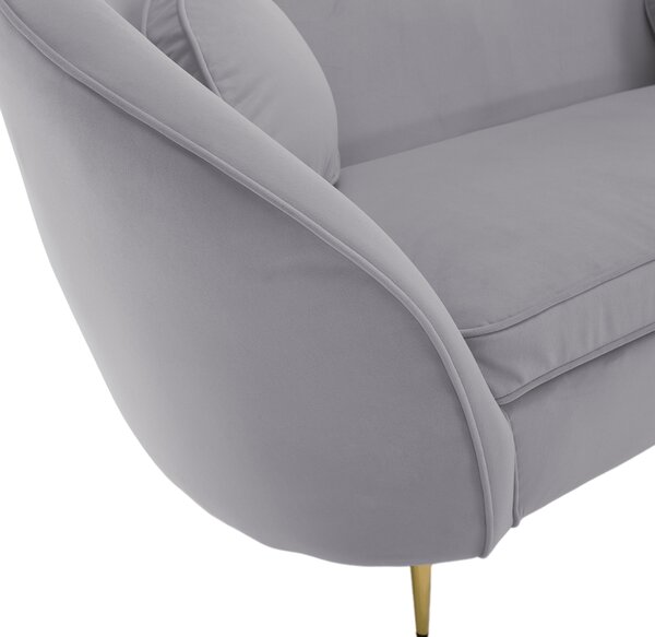 KONDELA Designový 2-sed, šedá Velvet látka/gold chrom zlatá, EZIO TYP 2