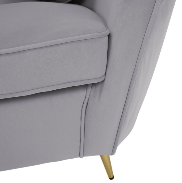 KONDELA Designový 2-sed, šedá Velvet látka/gold chrom zlatá, EZIO TYP 2