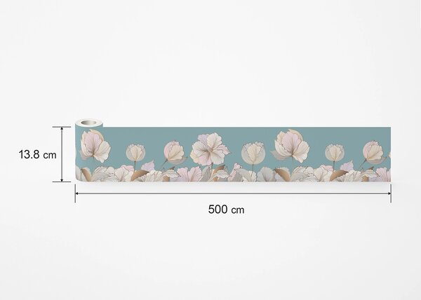 Samolepící bordura na zeď Tyrkysová Pastelová Grafika | 5 m x 13.8 cm | DWB8261