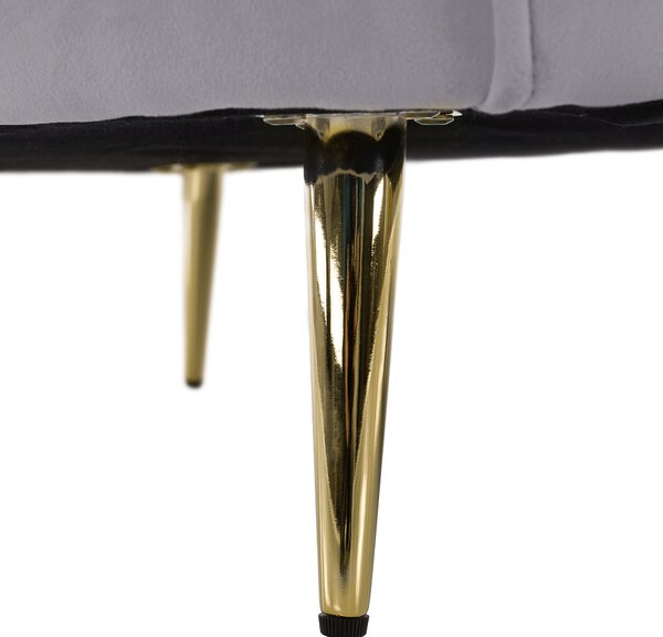 KONDELA Designový 2-sed, šedá Velvet látka/gold chrom zlatá, EZIO TYP 2