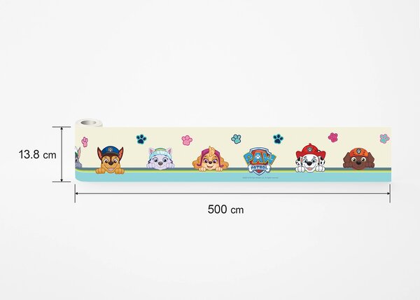 Dětská samolepící bordura na zeď Tlapková Patrola Buď Šťastný | 5 m x 13.8 cm | DWBD8004