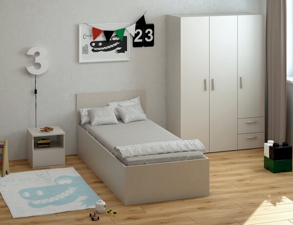 KONDELA Postel s kovovým roštem a úložným prostorem, 90x200, kašmír, DOLI
