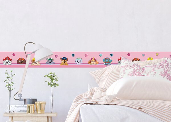 Dětská samolepící bordura na zeď Tlapková Patrola Buď Šťastný | 5 m x 13.8 cm | DWBD8005