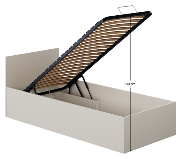 KONDELA Postel s kovovým roštem a úložným prostorem, 90x200, kašmír, DOLI