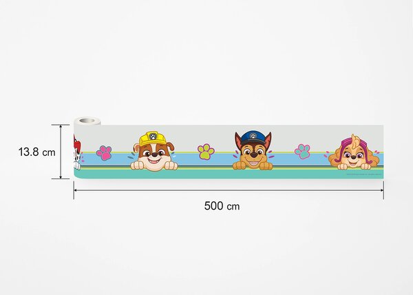 Dětská samolepící bordura na zeď Tlapková Patrola Buď Šťastný | 5 m x 13.8 cm | DWBD8002
