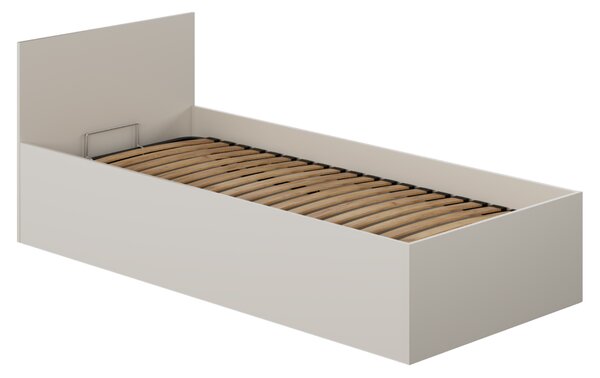 KONDELA Postel s kovovým roštem a úložným prostorem, 90x200, kašmír, DOLI