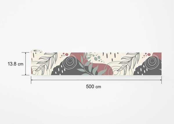 Samolepící bordura na zeď Abstraktní Listy | 5 m x 13.8 cm | DWB8427