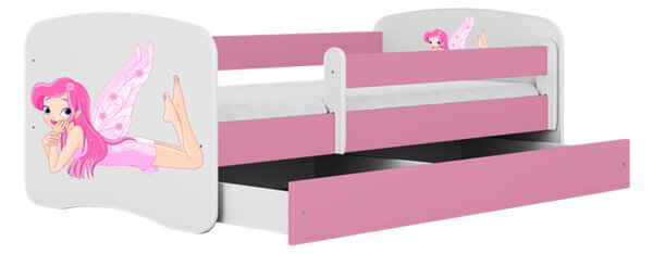 KIDSDREAMS dětská postel 70x140 vzor ležící víla, růžová