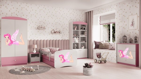 KIDSDREAMS dětská postel 70x140 vzor ležící víla, růžová