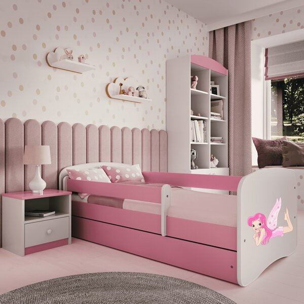 KIDSDREAMS dětská postel 70x140 vzor ležící víla, růžová