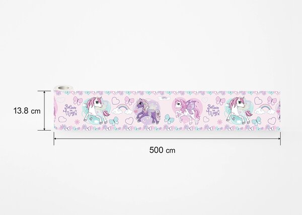 Dětská samolepící bordura na zeď Jednorožec | 5 m x 13.8 cm | DWBD8025