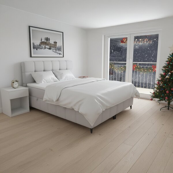 KONDELA Boxspringová postel, 180x200, světle šedá, ALMA