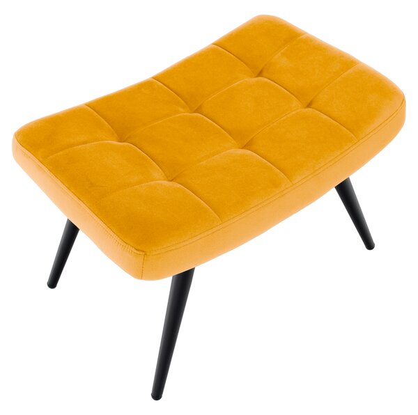 KONDELA Křeslo s podnoží, žlutá Velvet látka/černá, HABEN