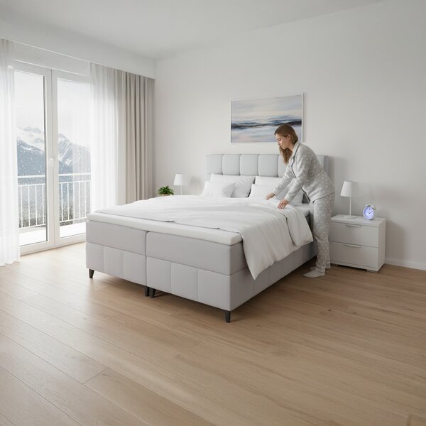 KONDELA Boxspringová postel, 180x200, světle šedá, ALMA