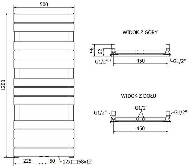 Mexen Ceres, elektrické topné těleso 1200 x 500 mm, 600 W, chromová, W111-1200-500-2600-01