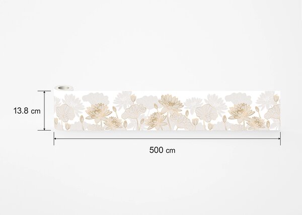 Samolepící bordura na zeď Zlaté Chryzantémy | 5 m x 13.8 cm | DWB8437