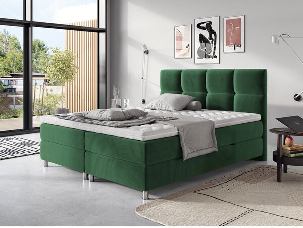 Boxspringová postel 160x200 CAMRIN - zelená + topper ZDARMA