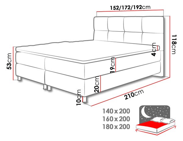 Boxspringová postel 160x200 CAMRIN - zelená + topper ZDARMA