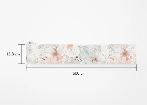 Samolepící bordura na zeď Akvarelove Květiny | 5 m x 13.8 cm | DWB8439
