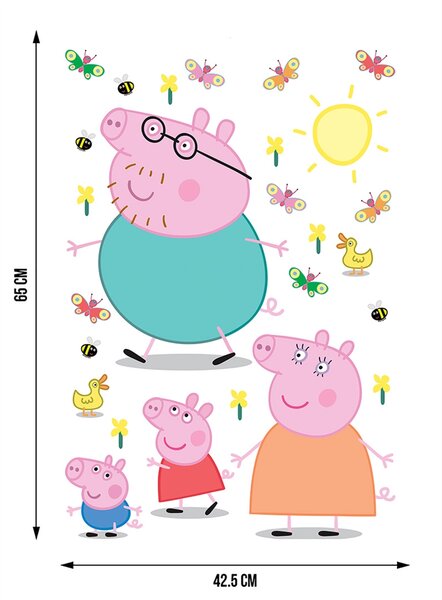Dětská samolepka na zeď Prasátko Peppa | 42.5 x 65 cm | DDK1647