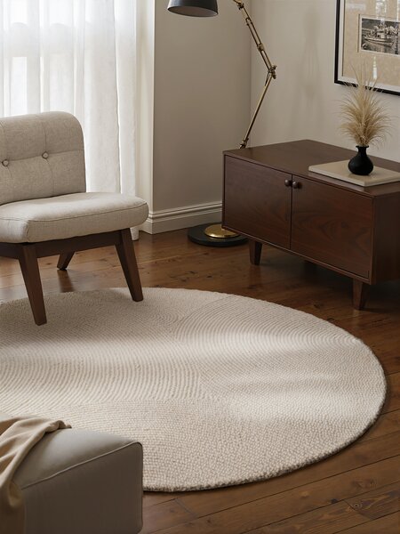 Hanse Home, Kusový koberec Eleni 106220 Natur Weiß kruh, 120x120 (průměr) kruh, bílá, ložnice