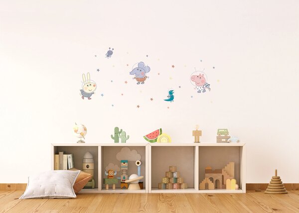 Dětská samolepka na zeď Prasátko Peppa Výlet na Měsíc | 42.5 x 65 cm | DDK1651