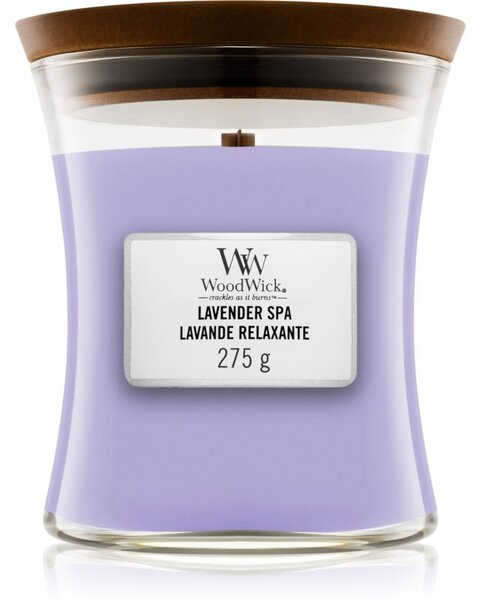 Woodwick Lavender Spa vonná svíčka s dřevěným knotem 275 g