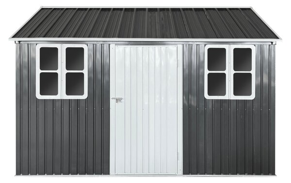 KONDELA Plechový zahradní domek na nářadí, antracitová, 3,6x3,1x2,5 m, GABKO