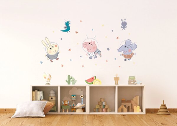 Dětská samolepka na zeď Prasátko Peppa Výlet na Měsíc | 65 x 85 cm | DDK2345