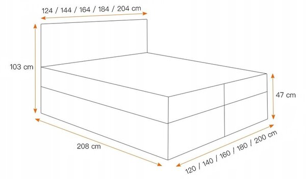 Postel boxspring s prošívaným čelem EUGENA - 160x200, hnědá 1 + topper ZDARMA