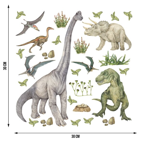Dětská samolepka na zeď Dino | 30 x 30 cm | DDKS3821