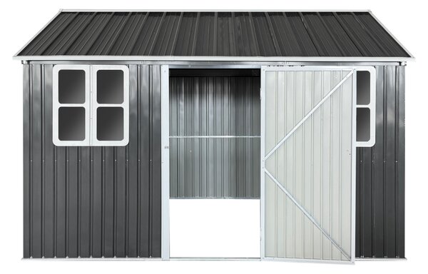 KONDELA Plechový zahradní domek na nářadí, antracitová, 3,6x3,1x2,5 m, GABKO