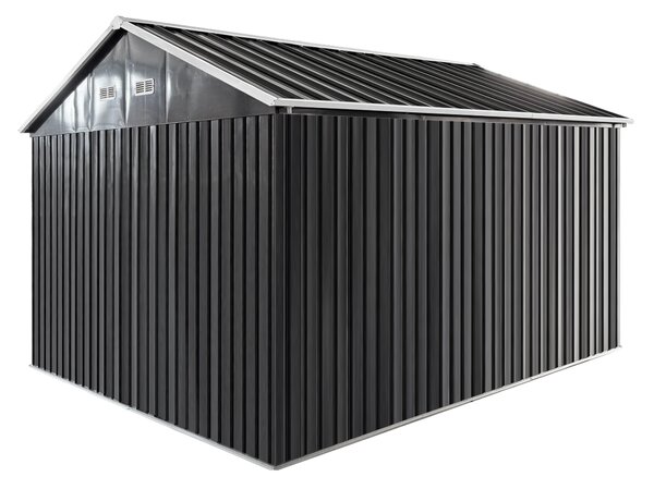 KONDELA Plechový zahradní domek na nářadí, antracitová, 3,6x3,1x2,5 m, GABKO