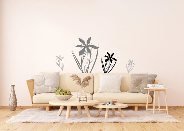 Samolepka na zeď Černé a Šedé Květiny | 65 x 85 cm | DF0443