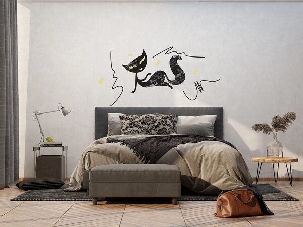 Samolepka na zeď Okouzlující Kočka s Popisy | 65 x 85 cm | DE0422