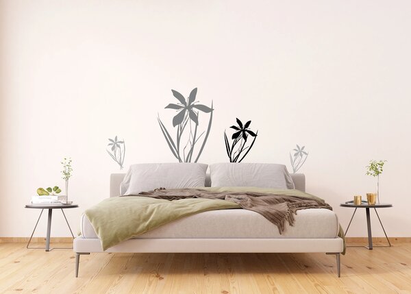 Samolepka na zeď Černé a Šedé Květiny | 65 x 85 cm | DF0443