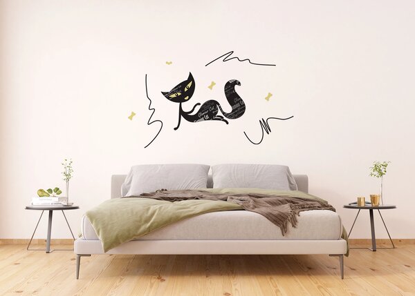 Samolepka na zeď Okouzlující Kočka s Popisy | 65 x 85 cm | DE0422