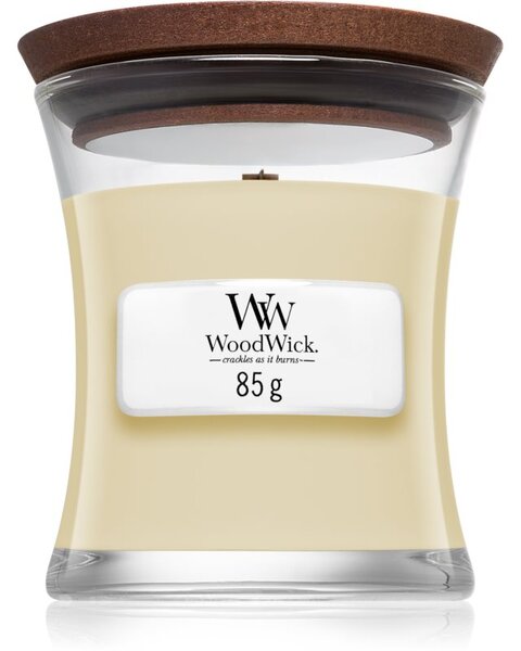 Woodwick White Teak vonná svíčka s dřevěným knotem 85 g