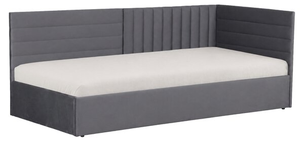 KONDELA Postel s roštem, 90x200, šedá Velvet látka, MEVIA