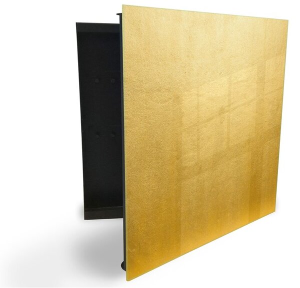 Glasdekor skříňka na klíče - zlatá betonová textura - Pravé / Bílá