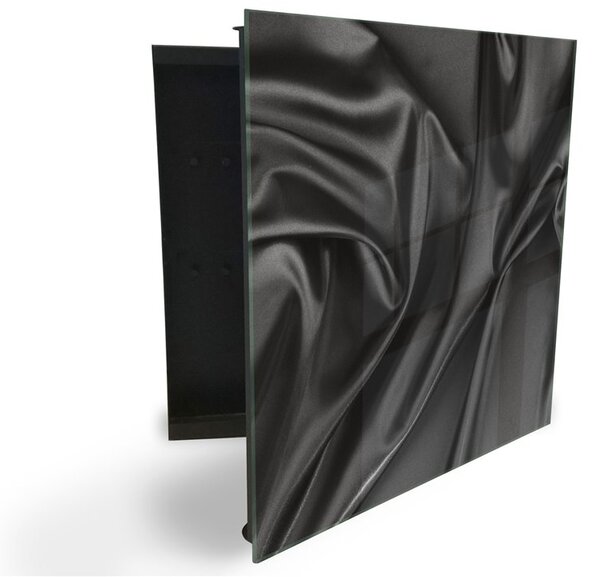 Glasdekor skříňka na klíče - detail černé tkaniny - Pravé / Černá