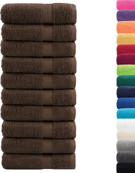 Prémiové ručníky SOLUND 10 ks hnědé 50x100 cm 600 g/m²