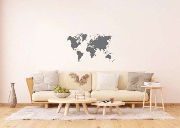 Samolepka na zeď Stříbrná Mapa | 65 x 85 cm | DF1041